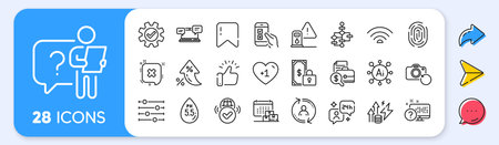 Verified internet, Consulting and Energy inflation line icons. Interest rate, AI generate, Inflation icons. Pack of Reject, Service, Mobile survey icon. Vectorのイラスト素材