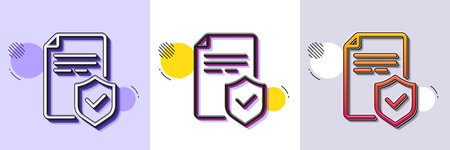 Insurance policy line icon. Halftone dotted pattern. Gradient icon with grain shadow. Risk coverage document sign. Policyholder symbol. Line insurance policy icon. Various designs. Vectorのイラスト素材