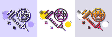 Dog vaccination line icon. Halftone dotted pattern. Gradient icon with grain shadow. Veterinary clinic sign. Pets care symbol. Line dog vaccination icon. Various designs. Vectorのイラスト素材