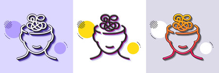 Anxiety line icon. Halftone dotted pattern. Gradient icon with grain shadow. Stress or Think worry sign. Mental health symbol. Line anxiety icon. Various designs. Vectorのイラスト素材