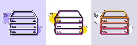 Servers line icon. Halftone dotted pattern. Gradient icon with grain shadow. PC component sign. Big data storage symbol. Line servers icon. Various designs. Vectorのイラスト素材