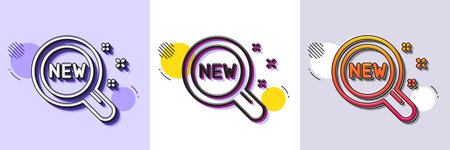 New products line icon. Halftone dotted pattern. Gradient icon with grain shadow. Search sign....