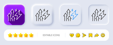 Energy inflation line icon. Neumorphic, Flat shadow, 3d buttons. Electric power up trend sign. Consumption growth symbol. Line energy inflation icon. Social media icons. Vectorのイラスト素材