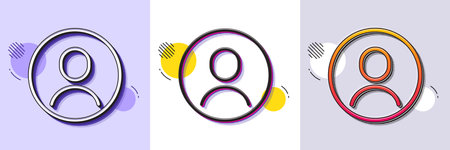 Headshot line icon. Halftone dotted pattern. Gradient icon with grain shadow. Avatar placeholder sign. User profile symbol. Line headshot icon. Various designs. Vectorのイラスト素材