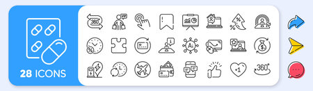 Work home, 360 degree and Cursor line icons. Interest rate, AI generate, Inflation icons. Pack of...