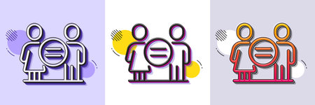 Equality line icon. Halftone dotted pattern. Gradient icon with grain shadow. Ethics balance sign. Equal gender symbol. Line equality icon. Various designs. Vectorのイラスト素材