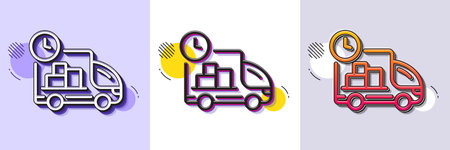 Delivery line icon. Halftone dotted pattern. Gradient icon with grain shadow. Truck service sign....
