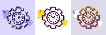 Time management line icon. Halftone dotted pattern. Gradient icon with grain shadow. Clock sign....