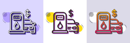 Filling station line icon. Halftone dotted pattern. Gradient icon with grain shadow. Gas station...