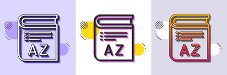 Vocabulary line icon. Halftone dotted pattern. Gradient icon with grain shadow. Book glossary sign. Line vocabulary icon. Various designs. Vectorのイラスト素材