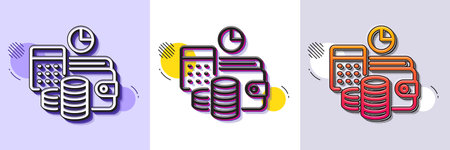 Budget accounting line icon. Halftone dotted pattern. Gradient icon with grain shadow. Finance...
