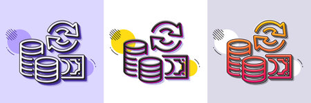 Change money line icon. Halftone dotted pattern. Gradient icon with grain shadow. Currency exchange sign. Transfer payment symbol. Line change money icon. Various designs. Vectorのイラスト素材