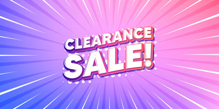 Clearance sale sun rays gradient banner. Light burst background. Clearance sale tag. Special offer price sign. Advertising discounts symbol. Gradient sun rays. Sunburst light. Vectorのイラスト素材
