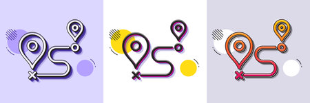 Journey line icon. Halftone dotted pattern. Gradient icon with grain shadow. Road path sign. Route map distance symbol. Line journey icon. Various designs. Vectorのイラスト素材