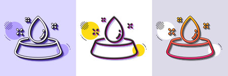 Bowl with water line icon. Halftone dotted pattern. Gradient icon with grain shadow. Pets feeding sign. Pet drink symbol. Line water bowl icon. Various designs. Vectorのイラスト素材