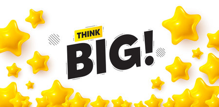 Think big winner banner with 3d stars. Golden stars banner. Think big banner. Creative idea concept tag. Business offer icon. Review rate background. Vectorのイラスト素材
