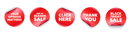 Opinion matters sticker tag. Season sale, Black friday paper price banners. Your opinion matters tag. Survey or feedback sign. Client comment. Thank you sticker. Vectorのイラスト素材