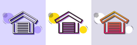 Parking garage line icon. Halftone dotted pattern. Gradient icon with grain shadow. Auto park sign. Car place symbol. Line parking garage icon. Various designs. Vectorのイラスト素材