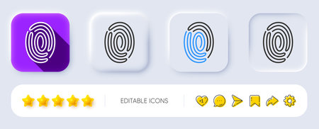 Fingerprint line icon. Neumorphic, Flat shadow, 3d buttons. Digital finger print sign. Biometric scan symbol. Line fingerprint icon. Social media icons. Vectorのイラスト素材