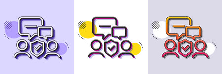 Security agency line icon. Halftone dotted pattern. Gradient icon with grain shadow. Body guards sign. Private protection symbol. Line security agency icon. Various designs. Vectorのイラスト素材