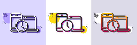 Time management line icon. Halftone dotted pattern. Gradient icon with grain shadow. Clock sign. Mobile devices symbol. Line time management icon. Various designs. Vectorのイラスト素材