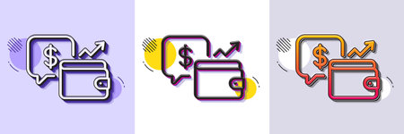 Wallet line icon. Halftone dotted pattern. Gradient icon with grain shadow. Money savings sign. Cash budget symbol. Line wallet icon. Various designs. Vectorのイラスト素材