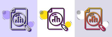 Analytics graph line icon. Halftone dotted pattern. Gradient icon with grain shadow. Column chart sign. Growth diagram symbol. Line analytics graph icon. Various designs. Vectorのイラスト素材