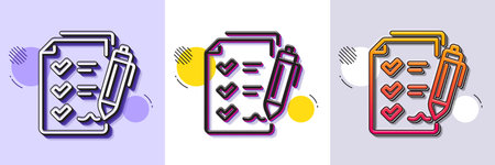Survey Checklist line icon. Halftone dotted pattern. Gradient icon with grain shadow. Report sign....