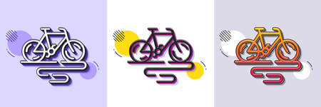 Bike line icon. Halftone dotted pattern. Gradient icon with grain shadow. Bicycle route sign. Cycling track symbol. Line bike icon. Various designs. Vectorのイラスト素材