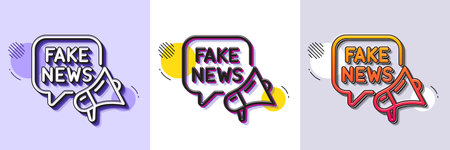 Fake news line icon. Halftone dotted pattern. Gradient icon with grain shadow. Propaganda conspiracy chat sign. Wrong truth megaphone symbol. Line fake news icon. Various designs. Vectorのイラスト素材