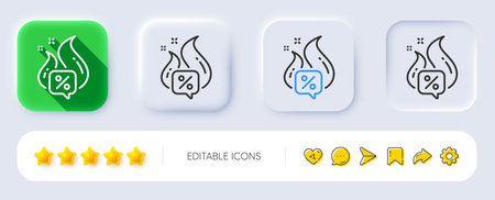 Hot offer line icon. Neumorphic, Flat shadow, 3d buttons. Sale discounts sign. Promotion price symbol. Line hot offer icon. Social media icons. Vectorのイラスト素材