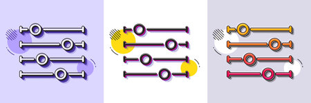 Filter line icon. Halftone dotted pattern. Gradient icon with grain shadow. Control bar sign. Volume balance symbol. Line filter icon. Various designs. Vectorのイラスト素材