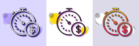 Last minute sale line icon. Halftone dotted pattern. Gradient icon with grain shadow. Shopping timer sign. Supermarket time symbol. Line last minute icon. Various designs. Vectorのイラスト素材