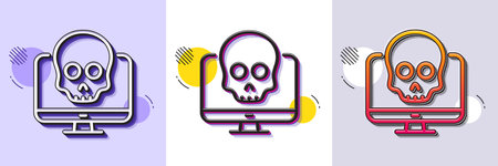 Cyber attack line icon. Halftone dotted pattern. Gradient icon with grain shadow. Ransomware threat sign. Computer phishing virus symbol. Line cyber attack icon. Various designs. Vectorのイラスト素材