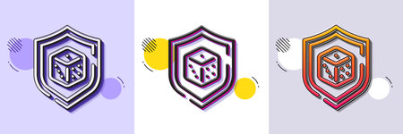 Dice line icon. Halftone dotted pattern. Gradient icon with grain shadow. Board game cube sign. Casino gambling symbol. Line dice icon. Various designs. Vectorのイラスト素材