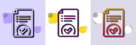 Approved document line icon. Halftone dotted pattern. Gradient icon with grain shadow. Accepted file...