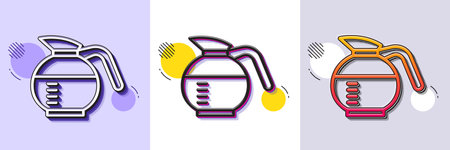 Coffeepot line icon. Halftone dotted pattern. Gradient icon with grain shadow. Coffee Hot drink sign. Brewed fresh beverage symbol. Line coffeepot icon. Various designs. Vectorのイラスト素材