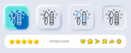 Creativity line icon. Neumorphic, Flat shadow, 3d buttons. Graphic art sign. Brush and pencil symbol. Line creativity icon. Social media icons. Vectorのイラスト素材