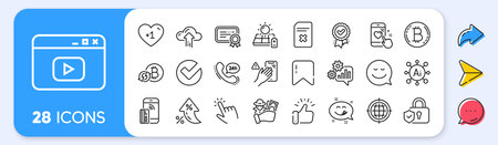 Cursor, Fraud and Seo internet line icons. Interest rate, AI generate, Inflation icons. Pack of Approved award, Solar panel, Certificate icon. Bitcoin, Cogwheel, Delete file pictogram. Vectorのイラスト素材