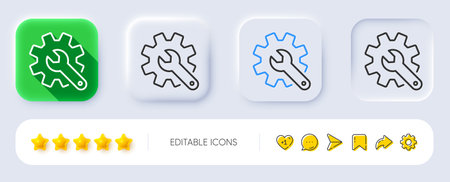 Customisation line icon. Neumorphic, Flat shadow, 3d buttons. Settings or editing sign. Repair symbol. Line customisation icon. Social media icons. Vectorのイラスト素材