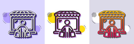 Market buyer line icon. Halftone dotted pattern. Gradient icon with grain shadow. Wholesale store customer sign. Retail marketplace client symbol. Line market buyer icon. Various designs. Vectorのイラスト素材