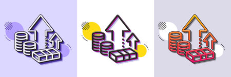 Inflation line icon. Halftone dotted pattern. Gradient icon with grain shadow. Growth or Increase price sign. Change money symbol. Line inflation icon. Various designs. Vectorのイラスト素材