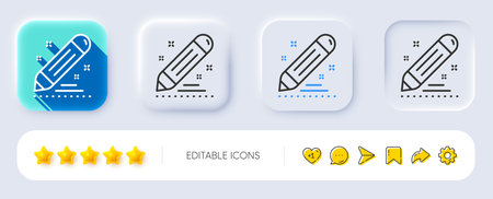 Brand contract line icon. Neumorphic, Flat shadow, 3d buttons. Pencil sign. Edit social marketing report symbol. Line brand contract icon. Social media icons. Vectorのイラスト素材