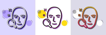 Face search line icon. Halftone dotted pattern. Gradient icon with grain shadow. Head recognition sign. Line face search icon. Various designs. Vectorのイラスト素材