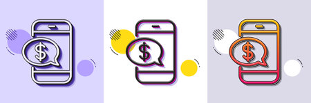 Pay by phone line icon. Halftone dotted pattern. Gradient icon with grain shadow. Mobile payment sign. Finance symbol. Line phone payment icon. Various designs. Vectorのイラスト素材