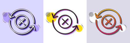 Reject refresh line icon. Halftone dotted pattern. Gradient icon with grain shadow. Decline update sign. Rotation arrow. Line reject refresh icon. Various designs. Vectorのイラスト素材