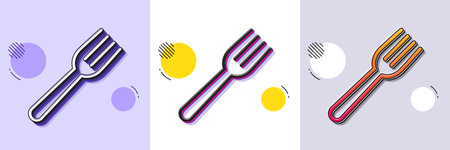 Fork line icon. Halftone dotted pattern. Gradient icon with grain shadow. Kitchen cutlery sign. Kitchenware utensils symbol. Line fork icon. Various designs. Vectorのイラスト素材