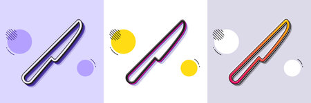 Table knife line icon. Halftone dotted pattern. Gradient icon with grain shadow. Kitchen cutlery sign. Kitchenware utensils symbol. Line table knife icon. Various designs. Vectorのイラスト素材