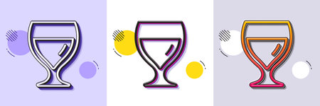 Wine glass line icon. Halftone dotted pattern. Gradient icon with grain shadow. Alcohol drink sign. Beverage symbol. Line wine glass icon. Various designs. Vectorのイラスト素材