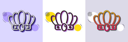 Crown line icon. Halftone dotted pattern. Gradient icon with grain shadow. King or queen corona sign. Royal monarchy symbol. Line crown icon. Various designs. Vectorのイラスト素材